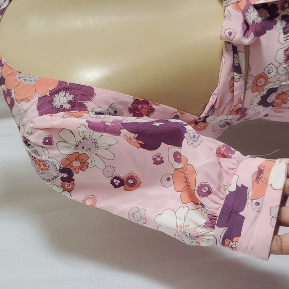 For Love & Lemons Magnolia Maxi Dress In 70’s Pink Floral Print Size XS Fits S - Picture 8 of 13